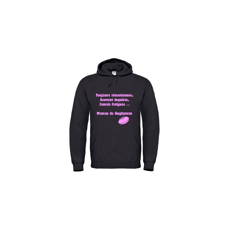 Sweat Maman de rugbyman Noir / rose 