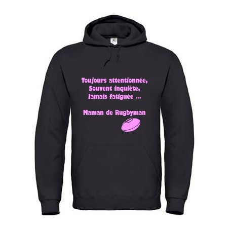 Sweat Maman de rugbyman Noir / rose 