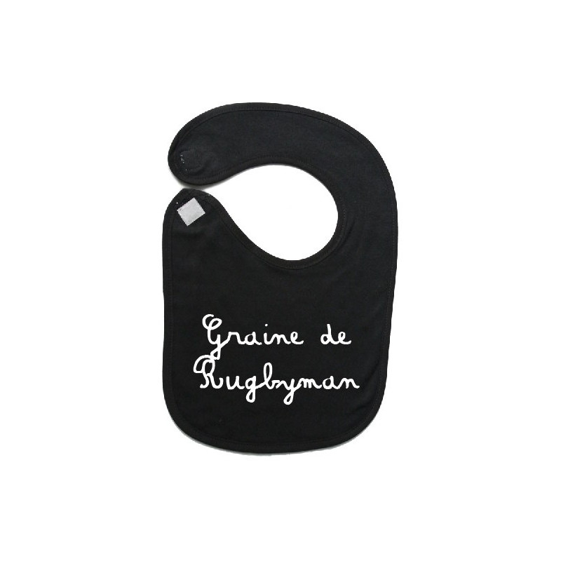 Bavoir bébé Graine de Rugbyman Noir