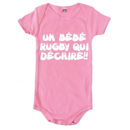 Body bébé Rugby qui déchire !! Rose/Blanc