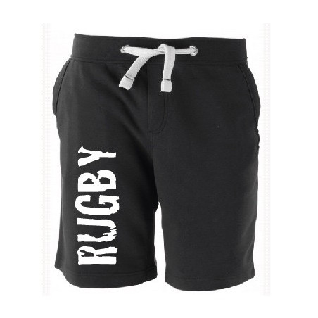 Bermuda molleton Rugby Cracked Noir