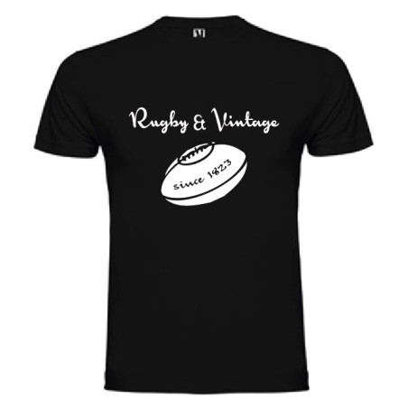 Tee Shirt Rugby & Vintage Ballon Noir