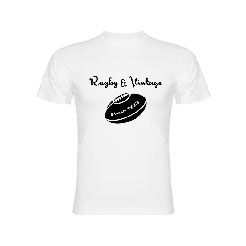Tee Shirt Rugby & Vintage Ballon Blanc