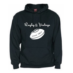 Sweat capuche Rugby & Vintage Ballon Noir