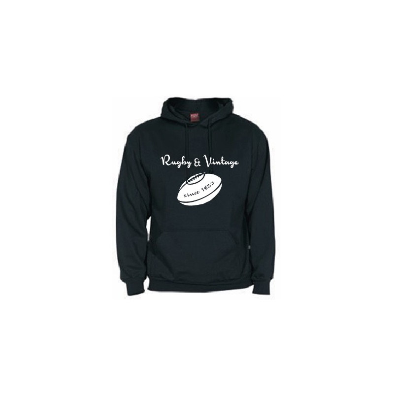 Sweat capuche Rugby & Vintage Ballon Noir