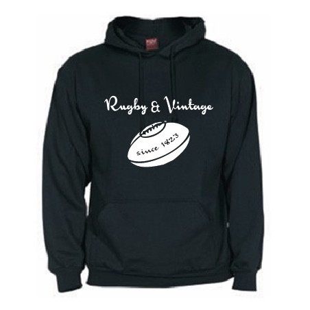 Sweat capuche Rugby & Vintage Ballon Noir