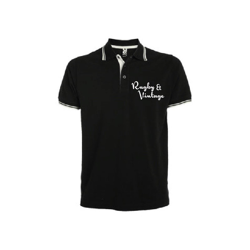 Polo Bicolore Rugby & Vintage Classic Noir