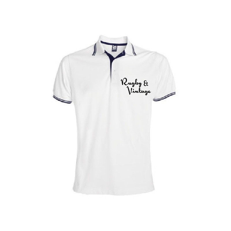 Polo Bicolore Rugby & Vintage Classic Blanc