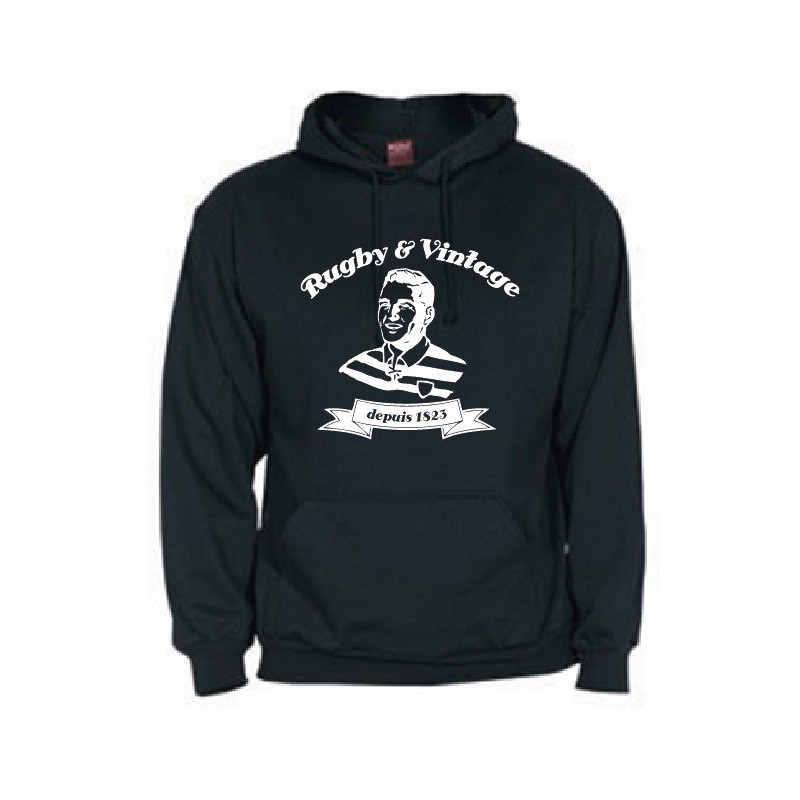 Sweat capuche Rugby & Vintage Buste Noir