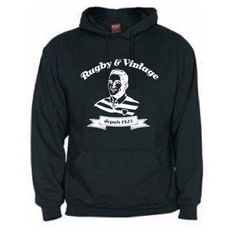 Sweat capuche Rugby & Vintage Buste Noir