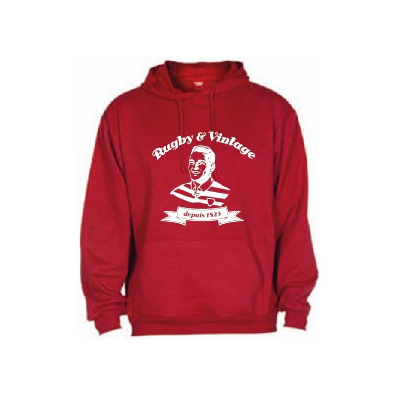 Sweat capuche Rugby & Vintage Buste Rouge