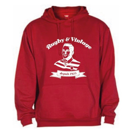 Sweat capuche Rugby & Vintage Buste Rouge