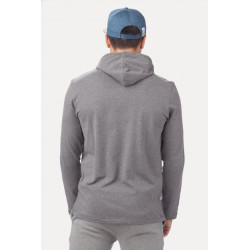 Tee Shirt à capuche col croisé ML Rugby Division "New York " Noir Chiné